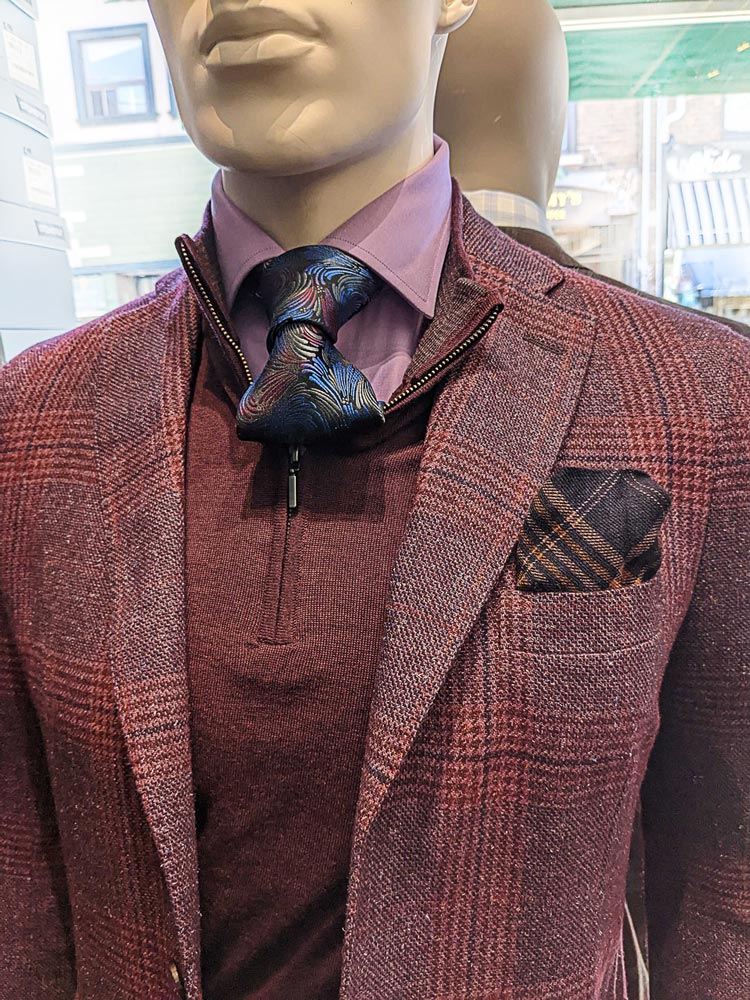 Mans sport.jacket and pullover with tie in burgundy