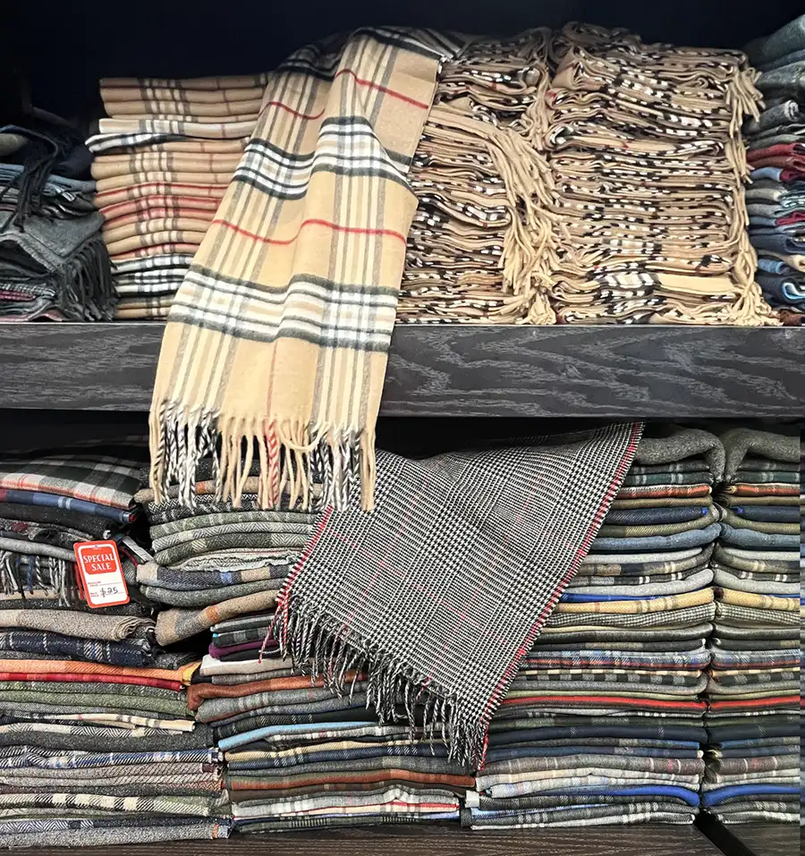 cashmink-scarves on a shelf